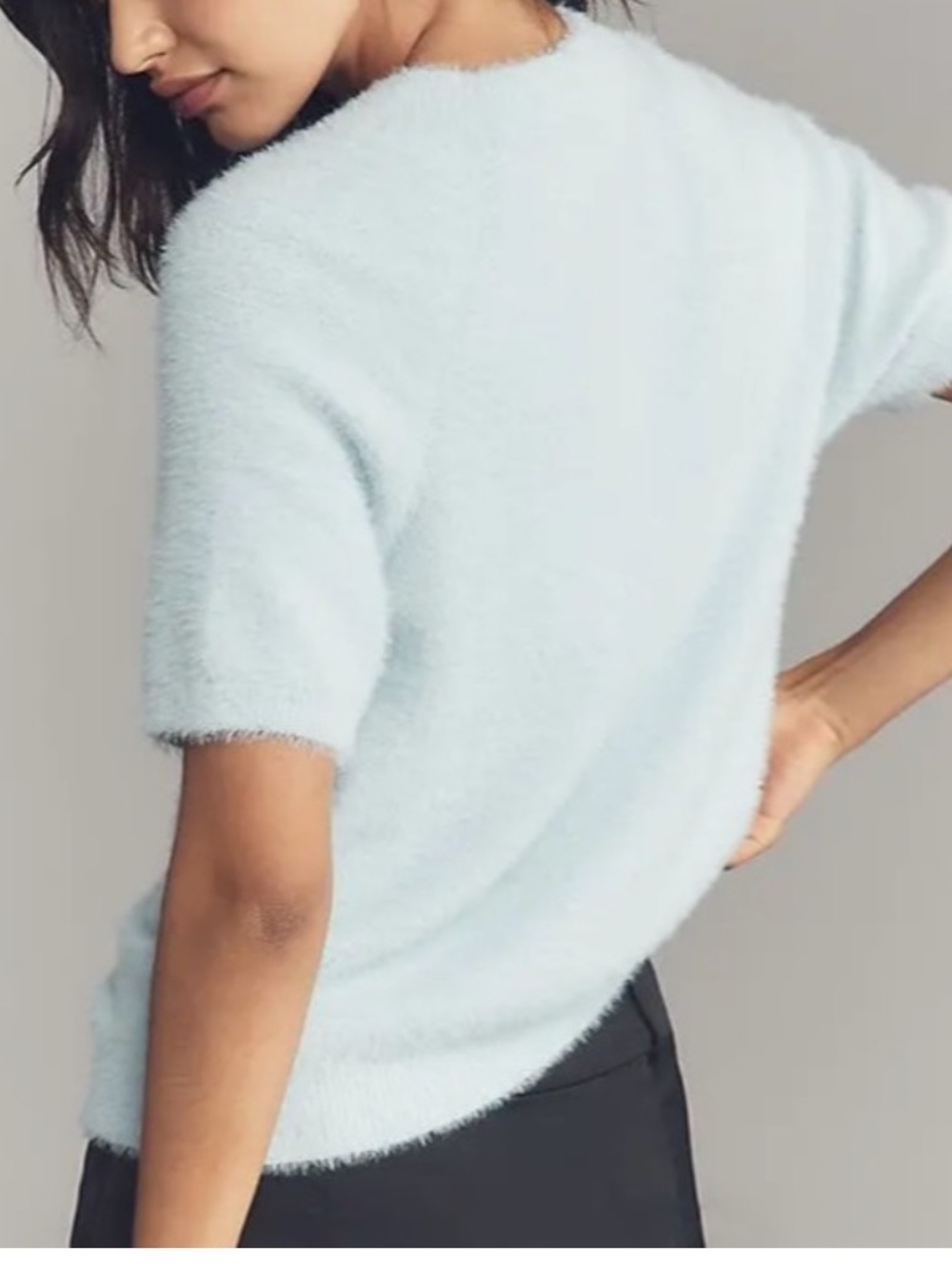 Anthropologie Light Blue Eyelash Cardigan - Picture 2 of 11